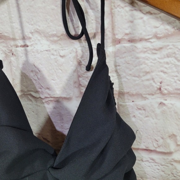 Zara Black Ruched Cropped Halter Top Cami - Picture 3 of 9